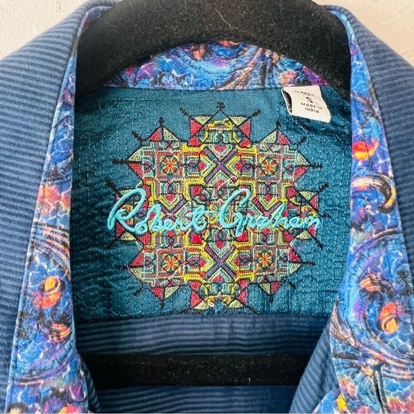 Robert Graham luxury Blue Button Up Dress Shirt Small - Picture 5 of 11